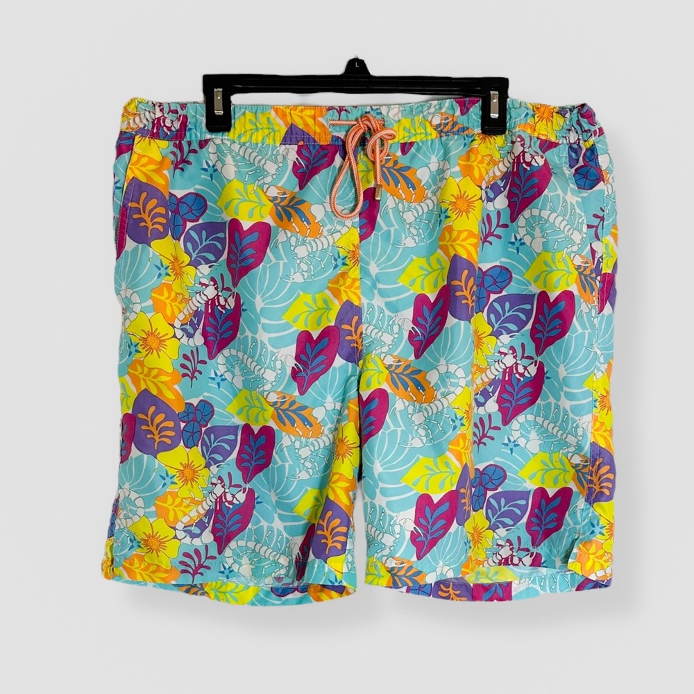 Peter Millar Size Large Seaside Floral Scorpion Swim Trunks Colorful Beach Vacay